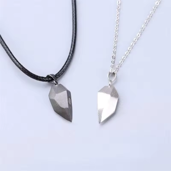 Côté latéral du pendentif aimanté en noir et argent